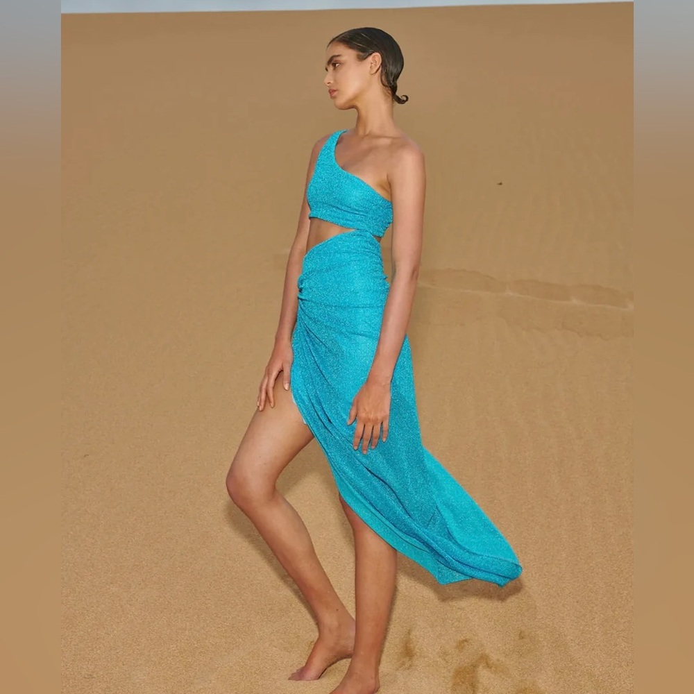 NWT BAOBAB Dunas De Taroa Zadeh Asymmetric Cut-Out Dress Juno small blue green
